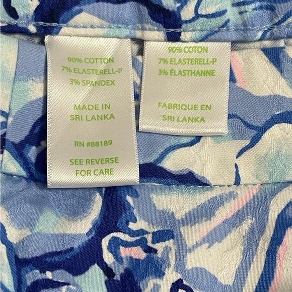 Lilly Pulitzer Blue and White Floral Straight Leg Pants - Picture 9 of 11